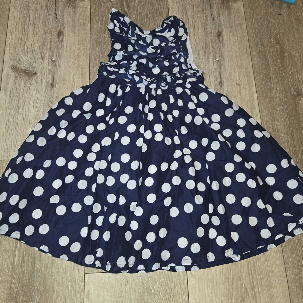 Oshkosh Navy and White Polka Dot Dress
